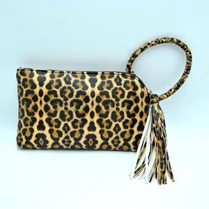 Cute Braided Leopard Ring Tassel Handle Wristlet